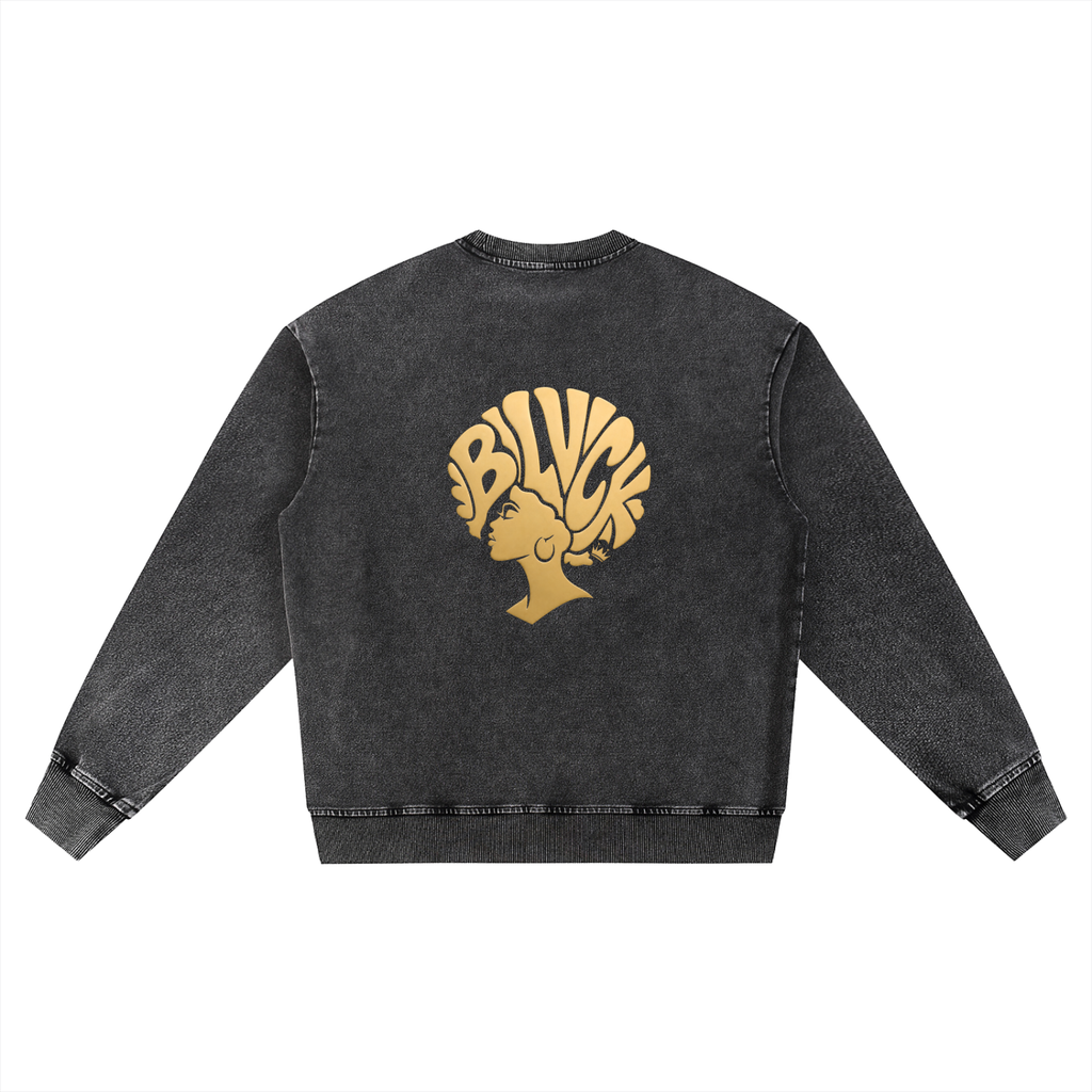 Snow Wash Oversized Crewneck Sweatshirt