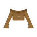 Women's Off-the-Shoulder Bell Sleeve Crop T-Shirt