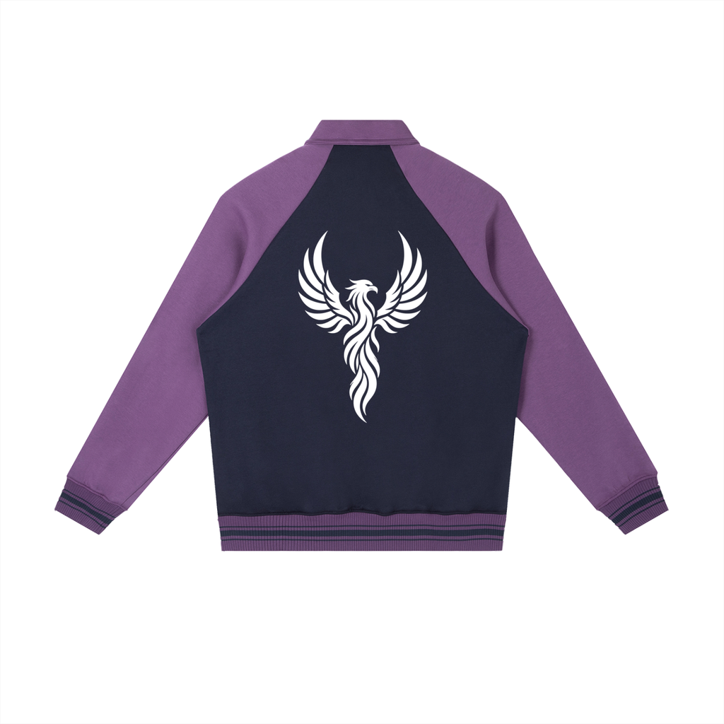 Contrast Raglan Sleeve Baseball Jacket